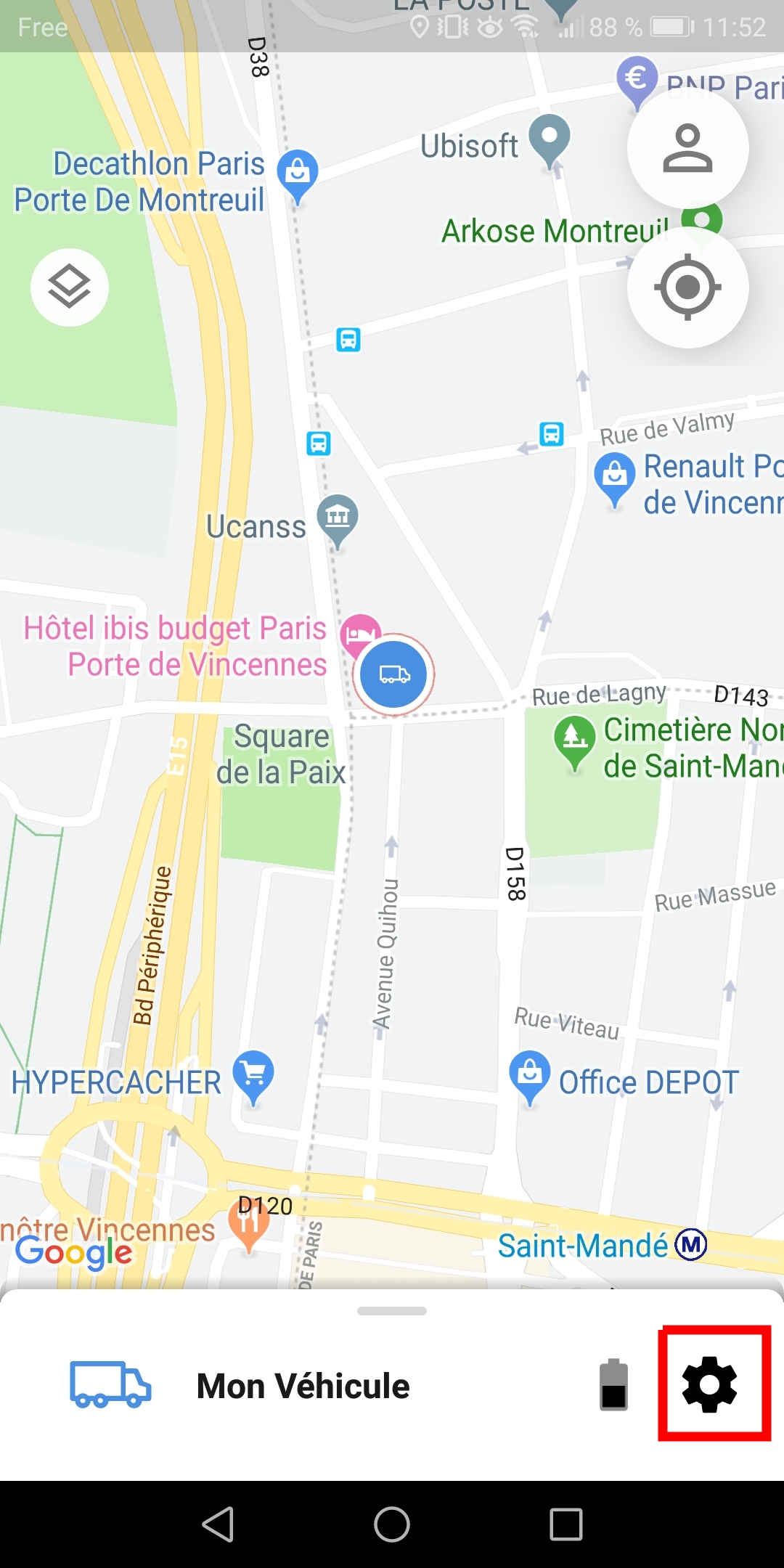 App Invoxia GPS - Einstellungen (Android)
