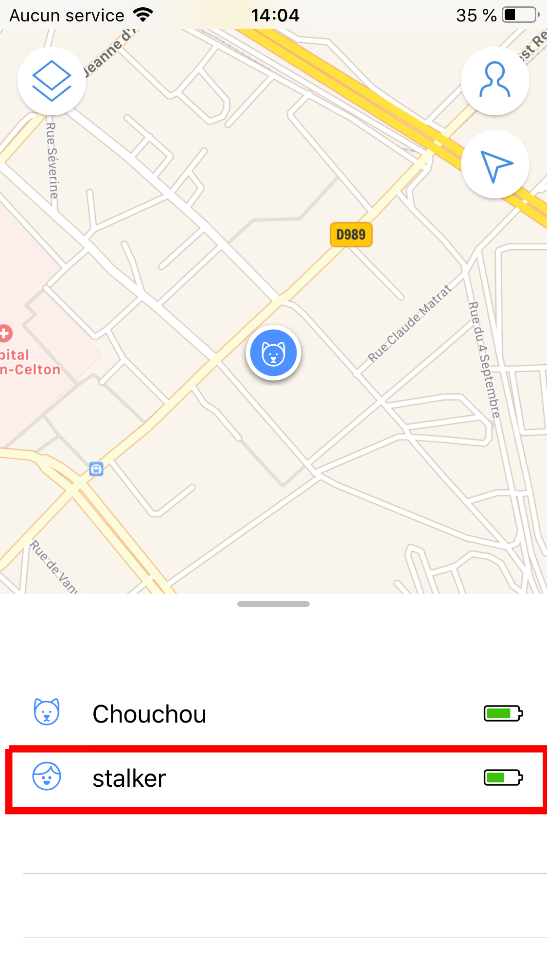 App Invoxia GPS - Tracker auswählen (iOS)