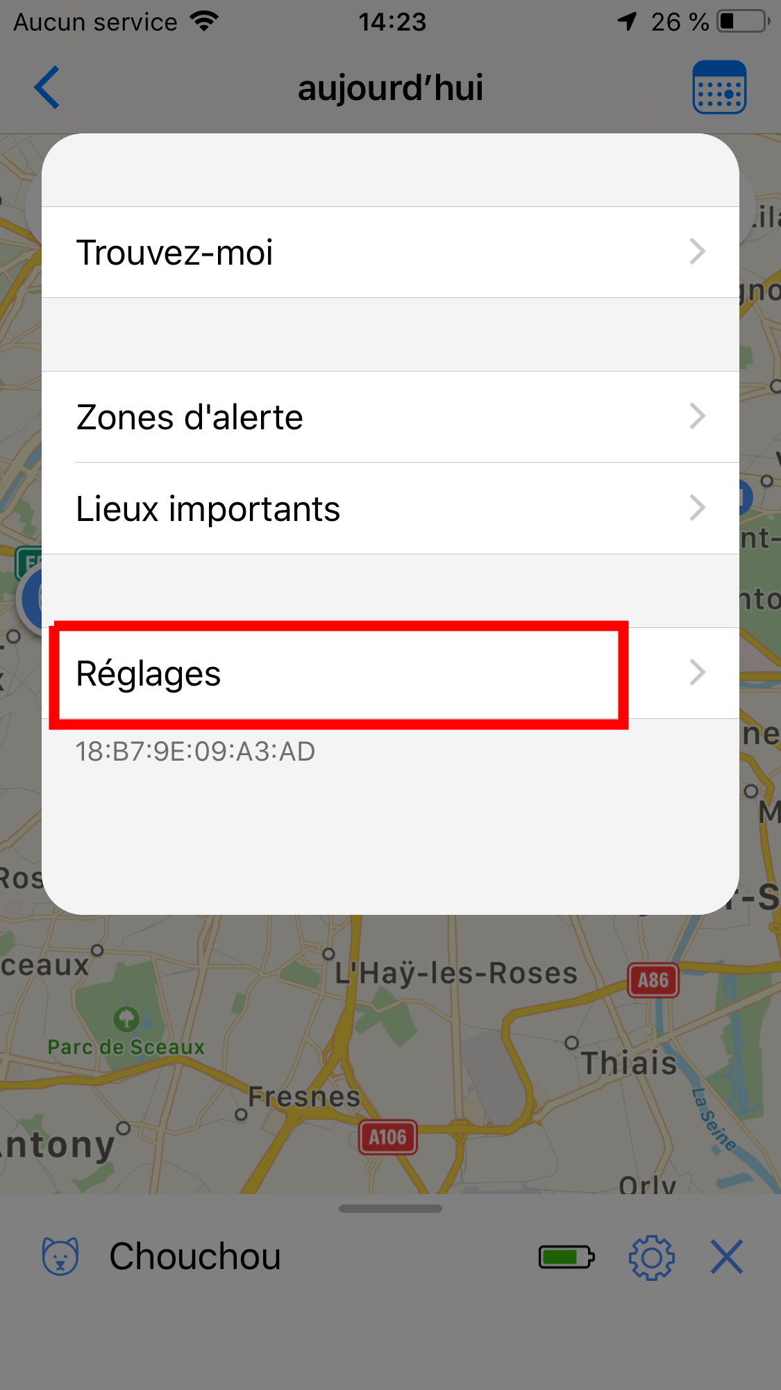 App Invoxia GPS - Einstellungen (iOS)